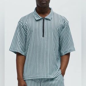 Novamen- Rivera zigzag quarter zip polo